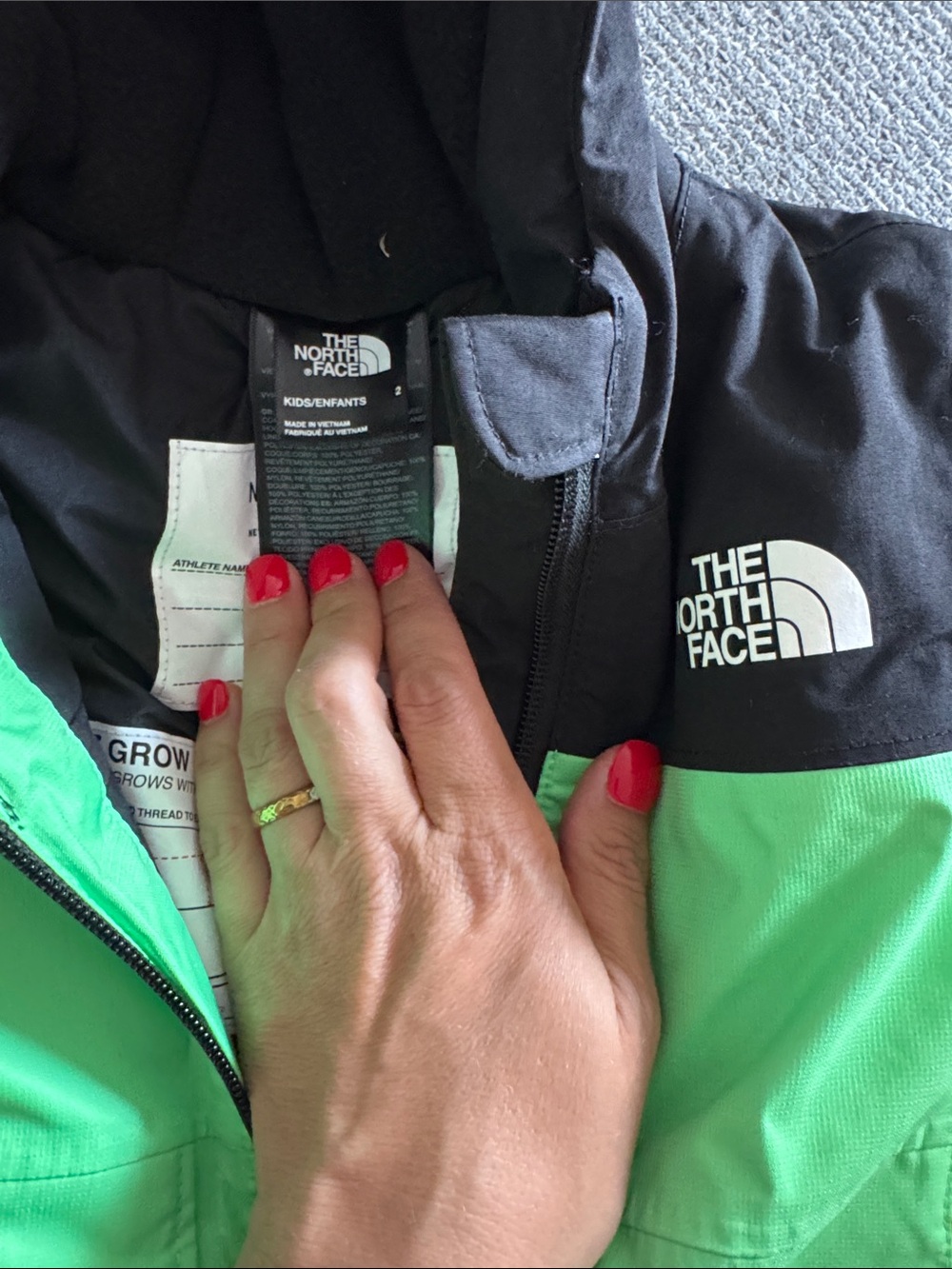 The North Face Kids One-Piece Colorblock Snow Suit - Green, Pink & Blue - Picture 2 of 4